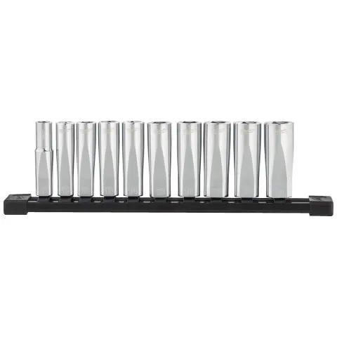 4932492509 Milwaukee Hylssats 3/8&quot, långa, 10 delar Metrisk Expressleverans